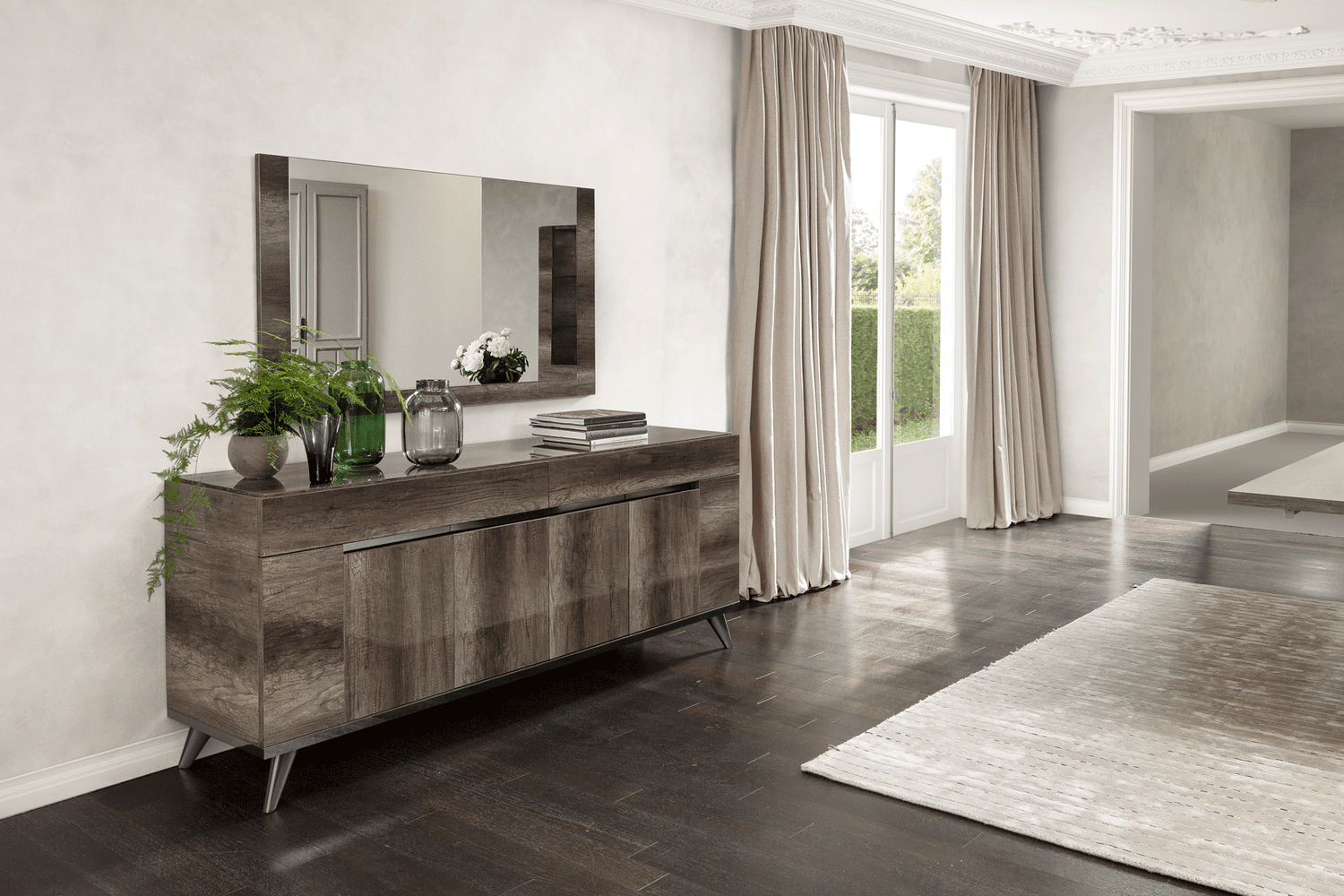 Esf Furniture - Medea 10 Piece Dining Table Set In Oak - Medea-10Set-6Chair