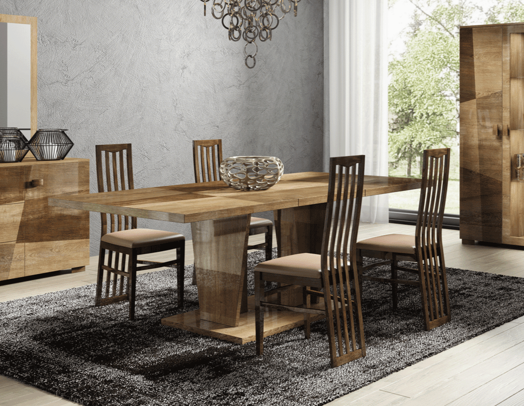 Esf Furniture - Picasso 7 Piece Dining Table Set In High Gloss Lacquer - Picasso-7Set