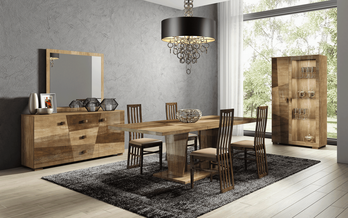 Esf Furniture - Picasso 9 Piece Dining Table Set In High Gloss Lacquer - Picasso-9Set