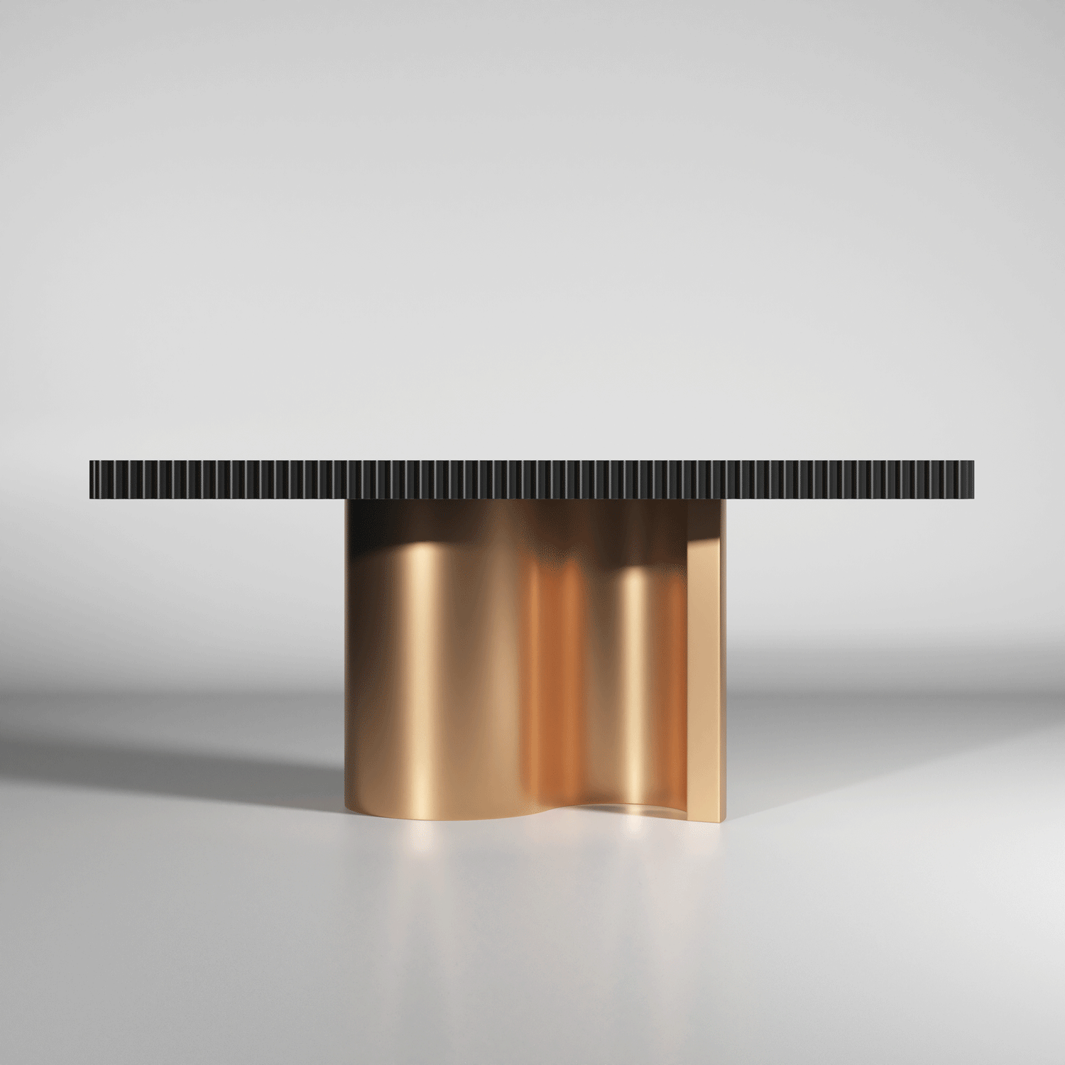 Esf Furniture - Wave Dining Table With 2 Ext. In Matt Gold - Wavetablegrey