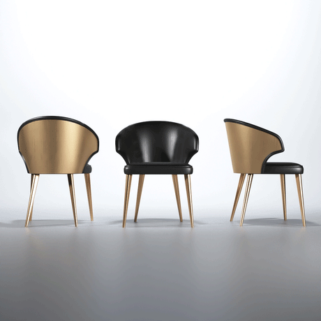 Wave 11 Piece Dining Room Set In Matt Gold - Wave-11Set | ESF