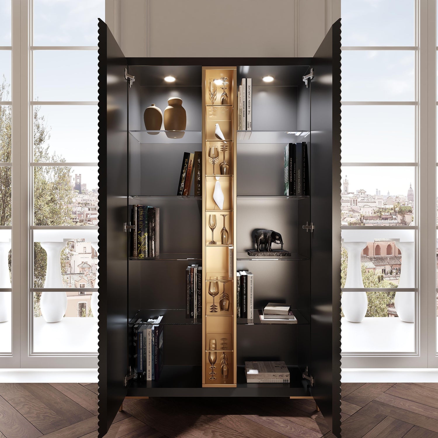 Esf Furniture - Wave 2 Door China In Matt Gold - Wavechinagrey