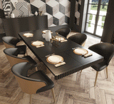 Esf Furniture - Wave 8 Piece Dining Room Set In Matt Gold - Wave-8Set-6Chair
