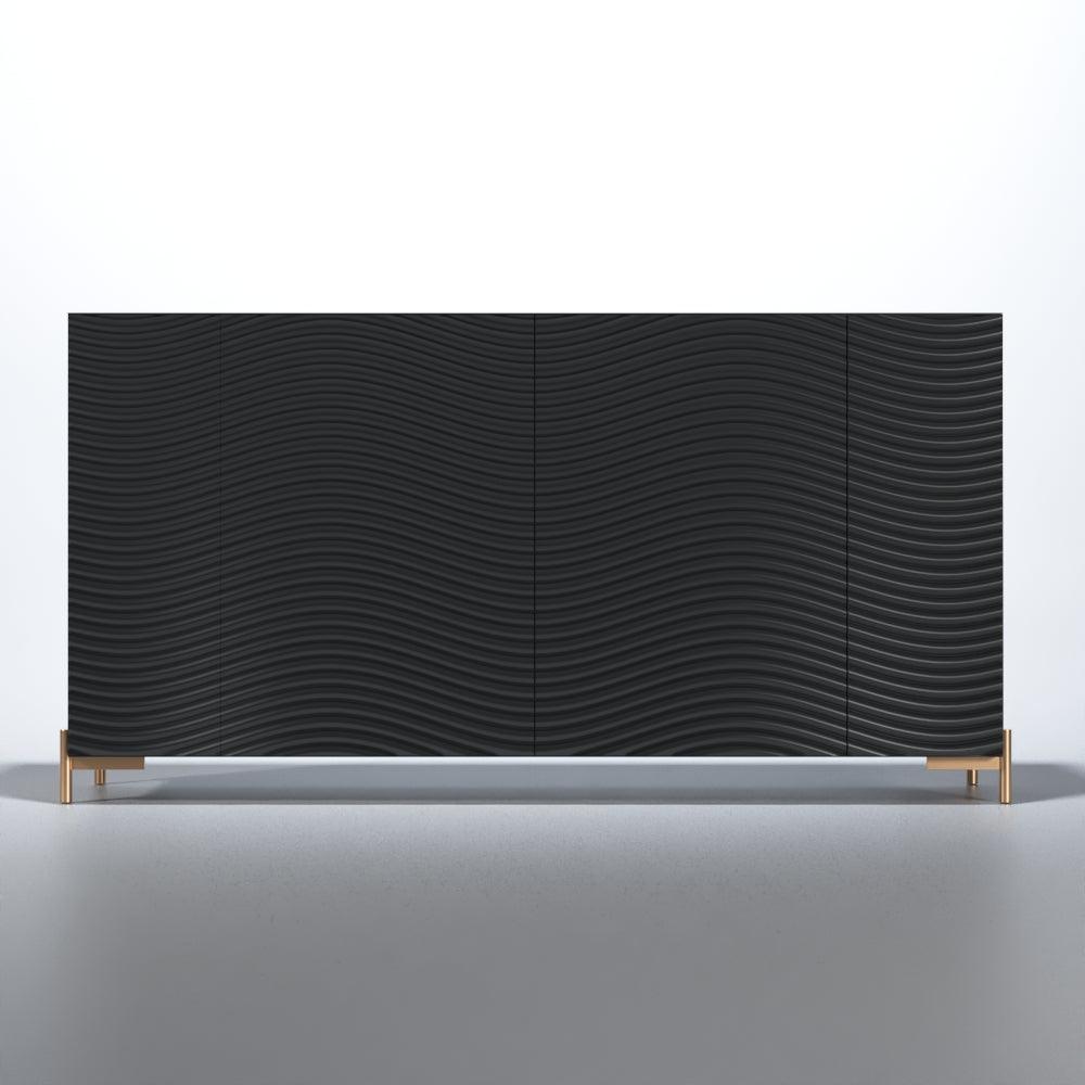 Esf Furniture - Wave 4 Door Buffet In Matt Gold - Wavebuffetgrey