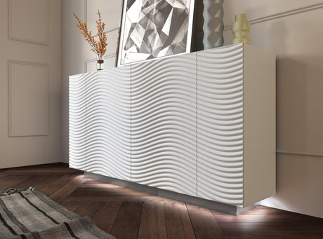Wave 4 Door Buffet With Light In White Matt - Wavebuffetwhite | ESF