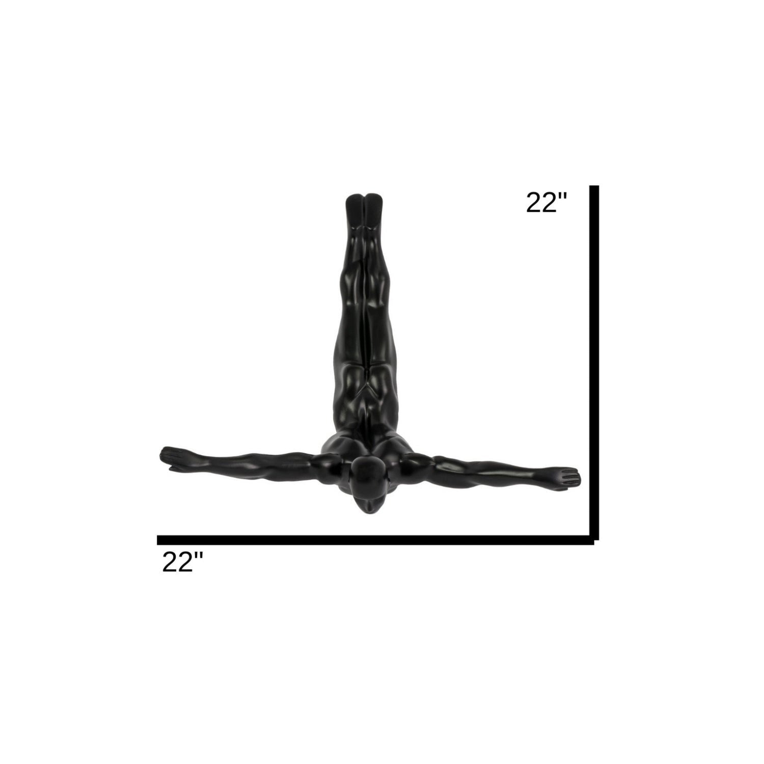 Diver Wall Art Decor Sculpture // 22" Matte Black - Home Elegance USA