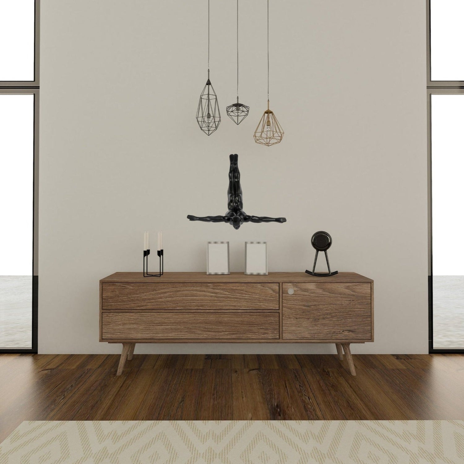 Diver Wall Art Decor Sculpture // 22" Matte Black - Home Elegance USA