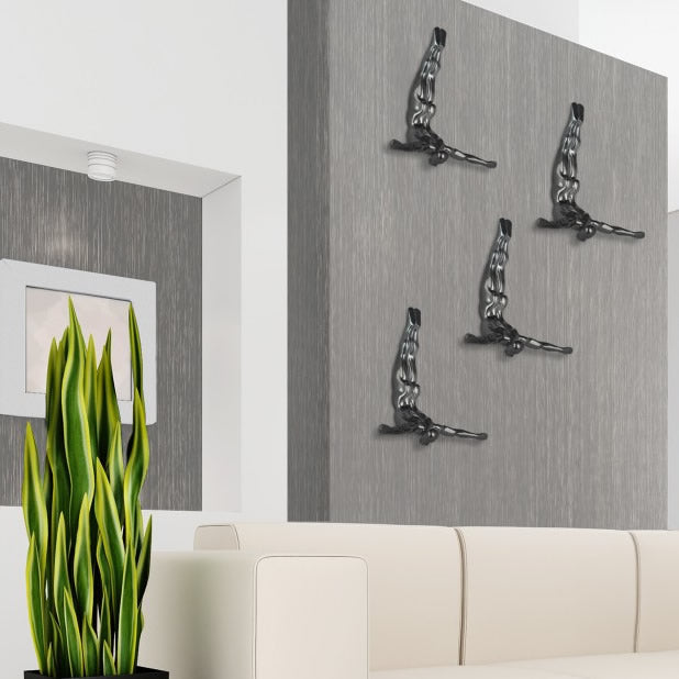 Diver Wall Decor Sculpture // 22" Chrome - Home Elegance USA