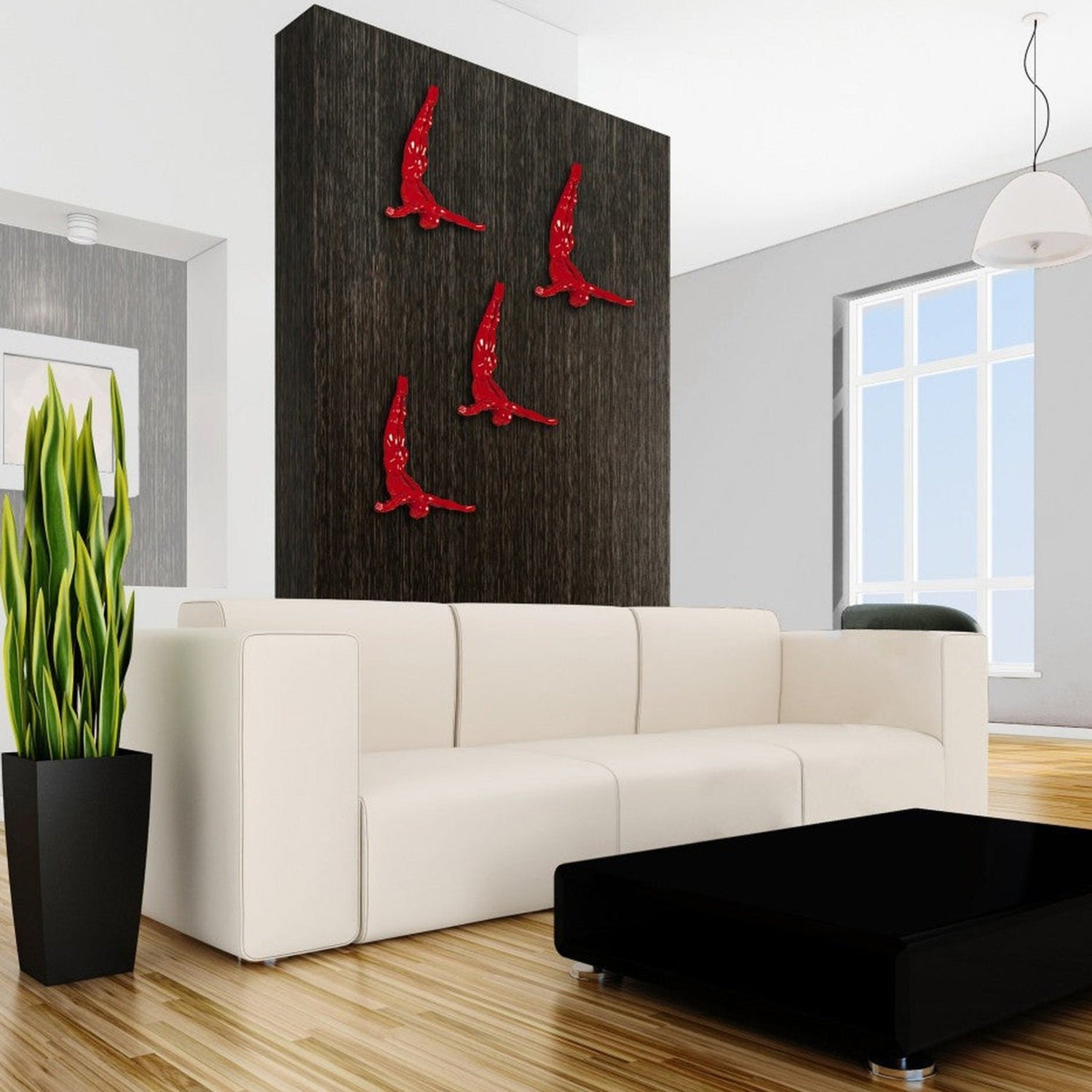 Diver Wall Decor Sculpture // 22" Red - Home Elegance USA