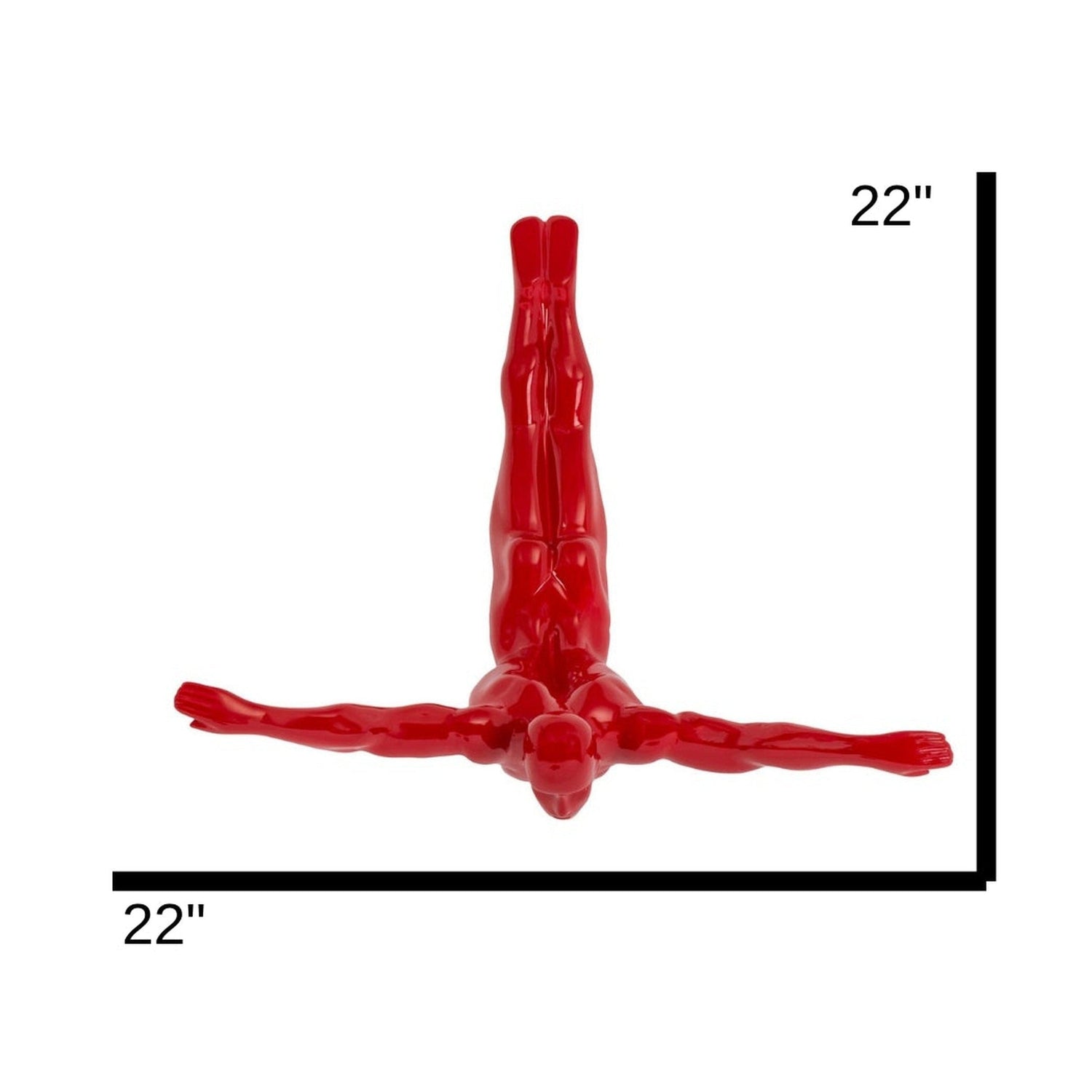 Diver Wall Decor Sculpture // 22" Red - Home Elegance USA