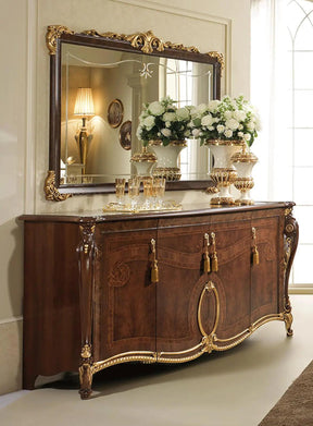 Donatello Traditional Luxury 4 Door Buffet Made In Italy In Walnut Glossy | ESF
