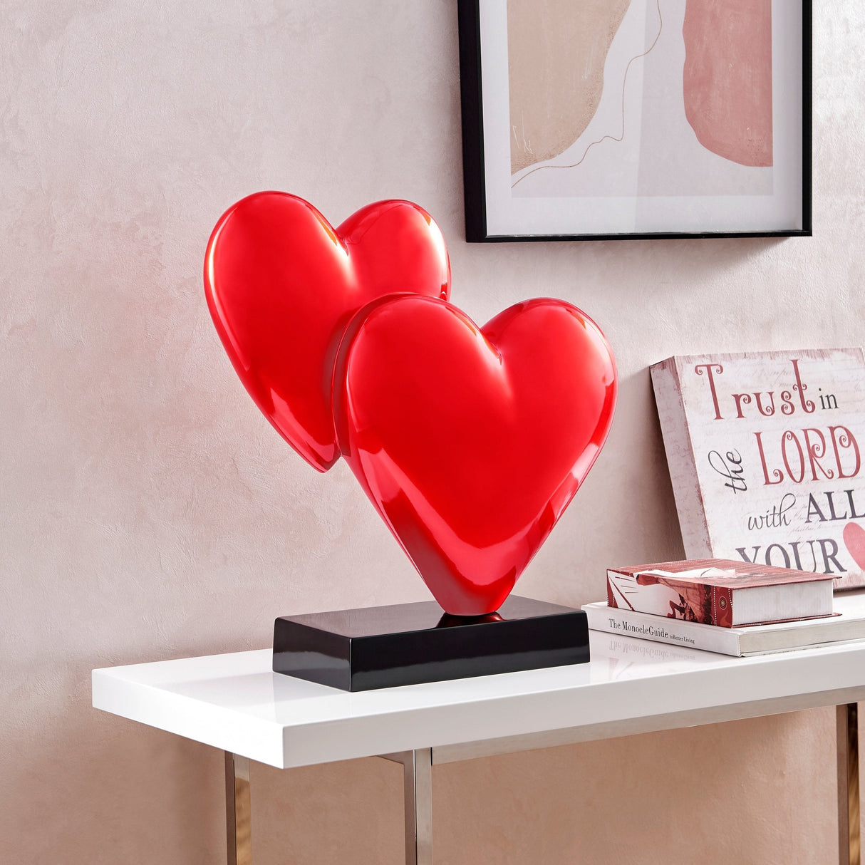 Double Heart Sculpture // Red - Home Elegance USA