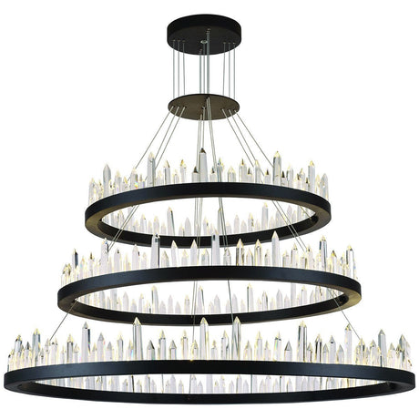 Elegant Lighting Malta Hang 3 Layers LED Satin Dark Grey Chandelier - Home Elegance USA