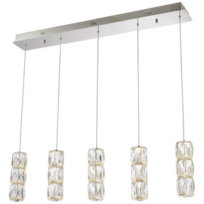 Polaris 5 Lights Chrome With Clear Crystal Pendant | Elegant Lighting