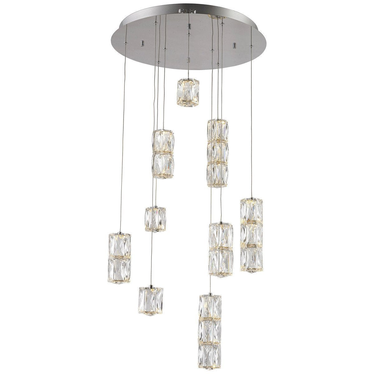 Elegant Lighting Polaris 9 Lights Chrome with Clear Crystal Pendant - Home Elegance USA
