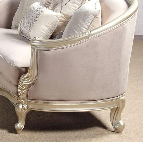 Elanor Traditional Sofa and Loveseat in Champagne Wood Finish by Cosmos Furniture Cosmos Furniture