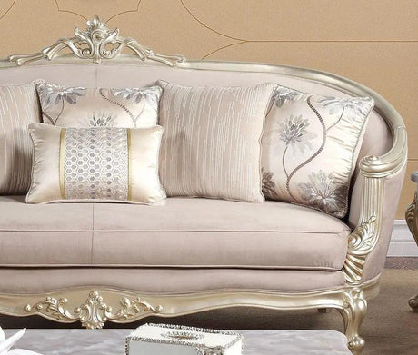 Elanor Traditional Sofa and Loveseat in Champagne Wood Finish by Cosmos Furniture Cosmos Furniture