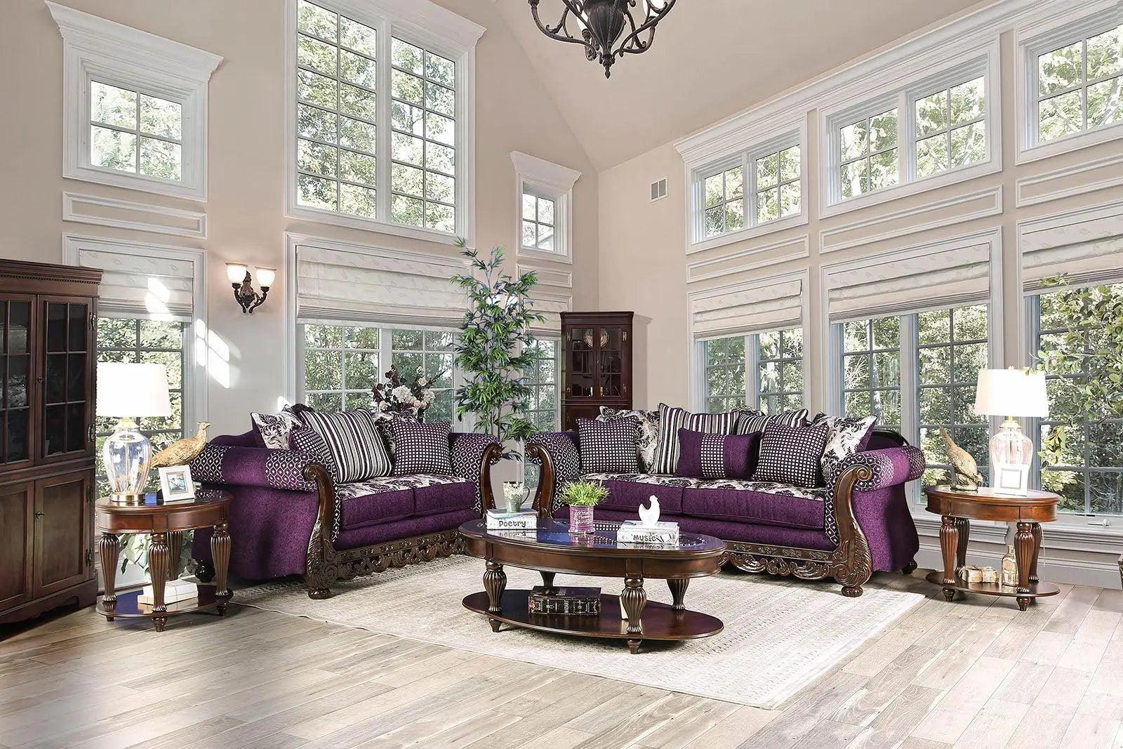 Purple sofa and on sale loveseat set