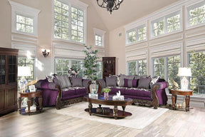 Emilia Transitional Sofa and Loveseat in Purple & Silver Finish by Furniture of America