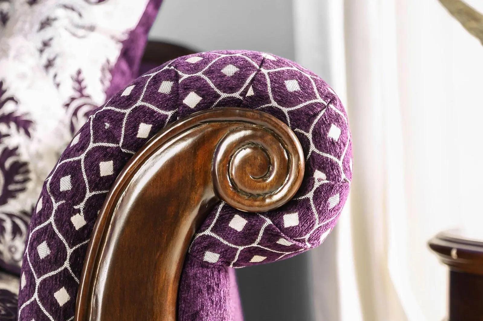 Emilia Transitional Sofa and Loveseat in Purple & Silver – Home