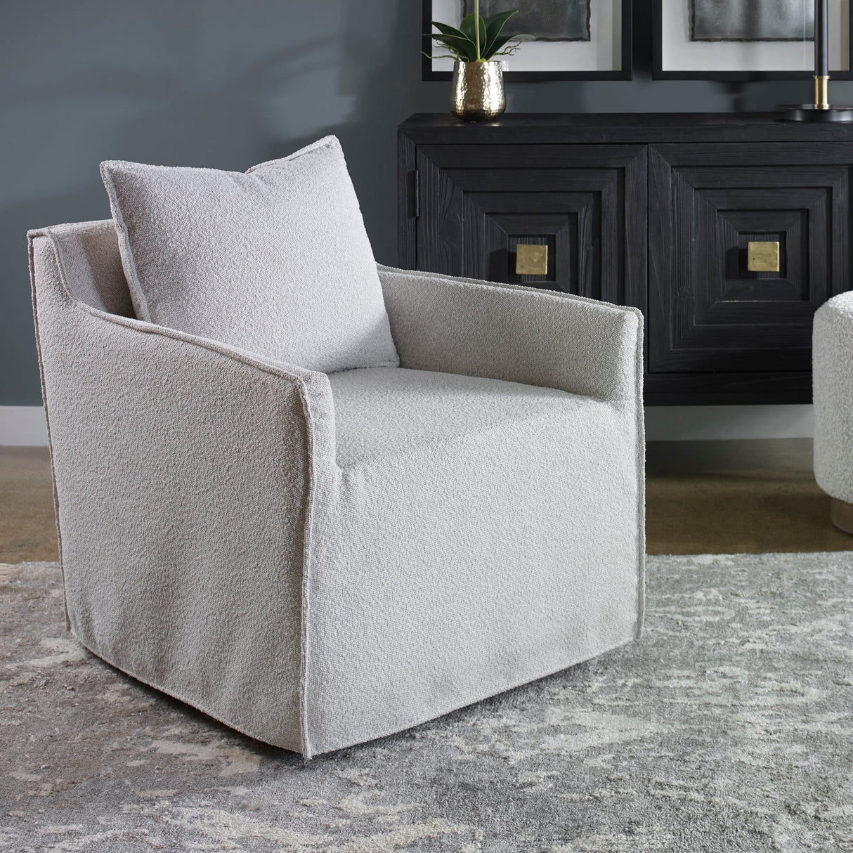 Uttermost Welland Gray Swivel Chair - Home Elegance USA