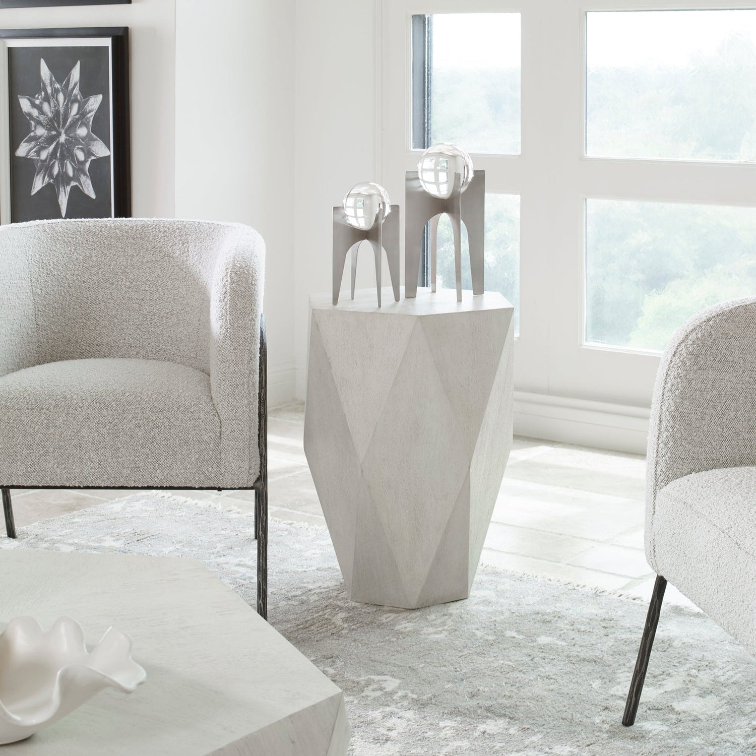 Uttermost Volker White Side Table - Home Elegance USA