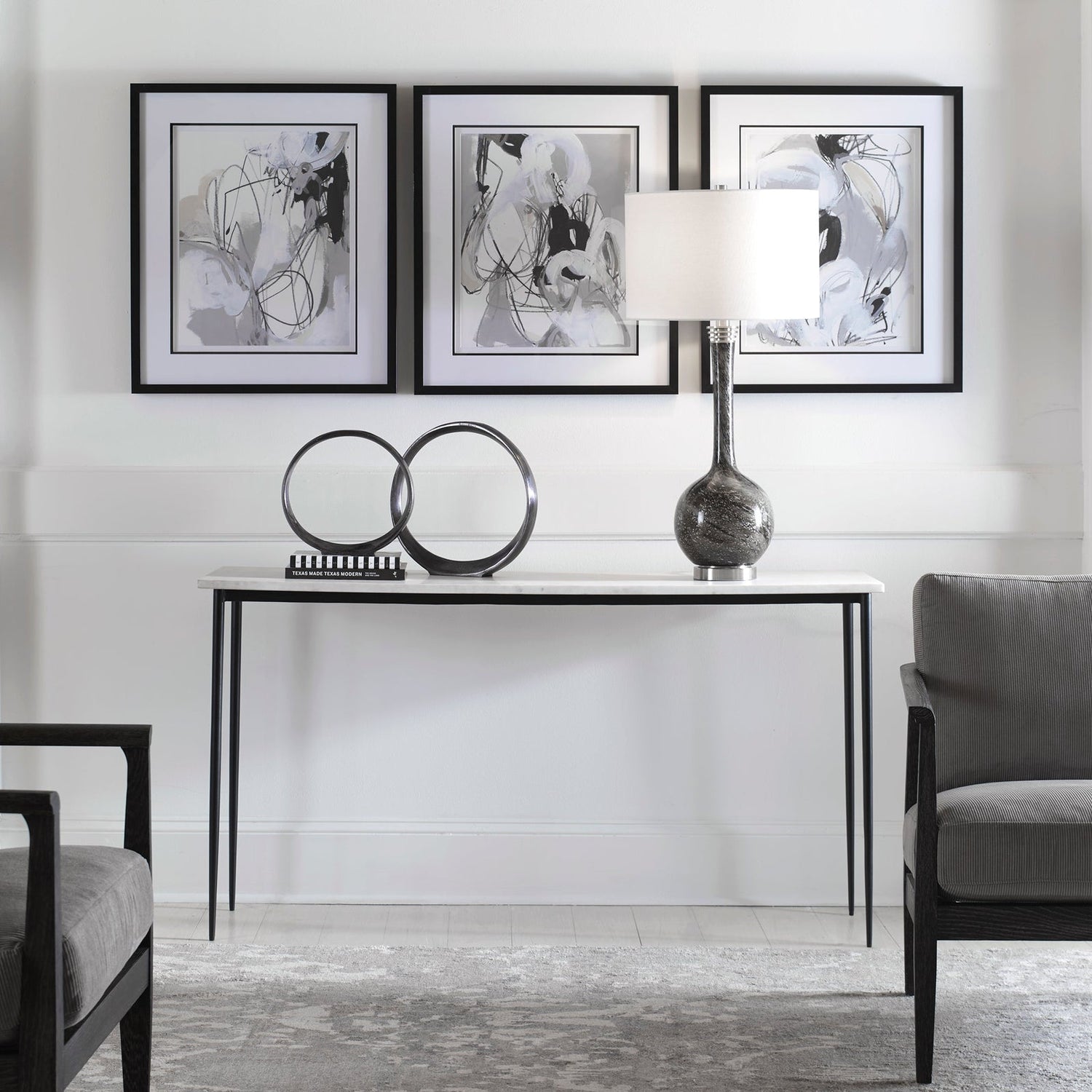 Uttermost Nightfall White Marble Console Table - Home Elegance USA