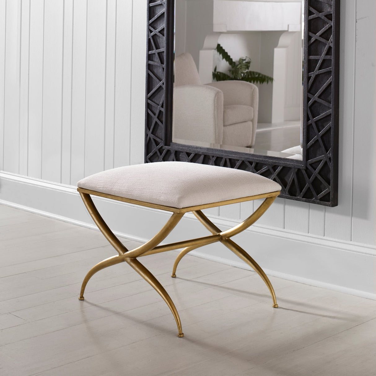 Crossing Small White Bench | Uttermost | Home Elegance USA