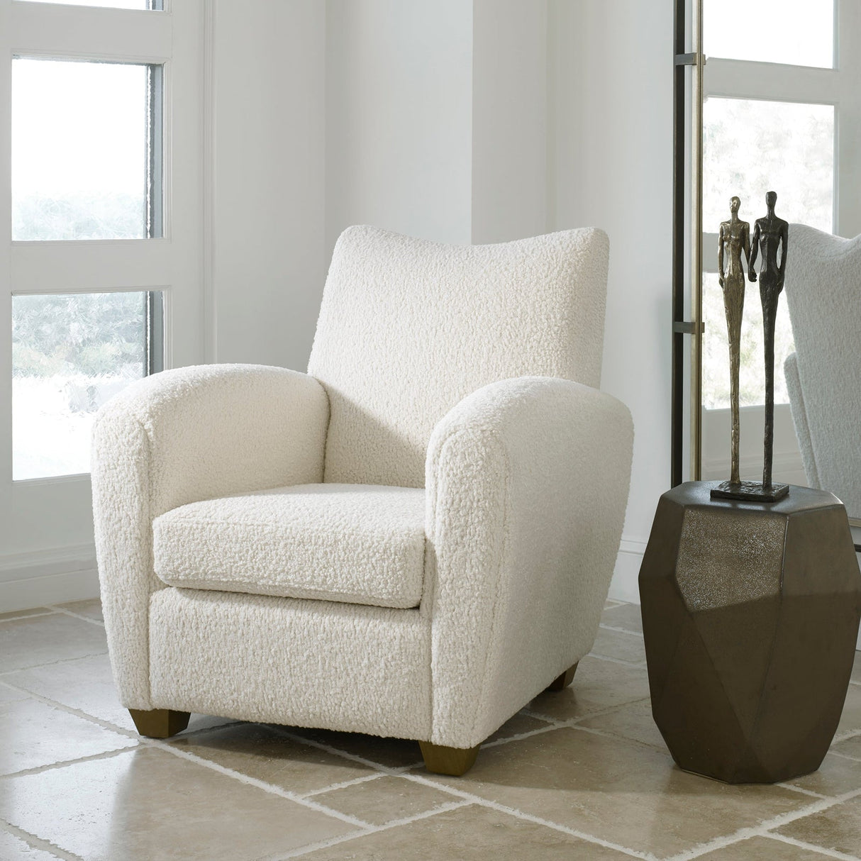 Uttermost Teddy White Shearling Accent Chair - Home Elegance USA