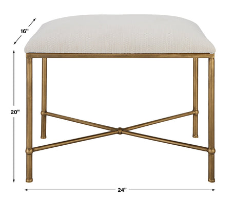 Avenham Small Gold Framed Bench | Uttermost | Home Elegance USA