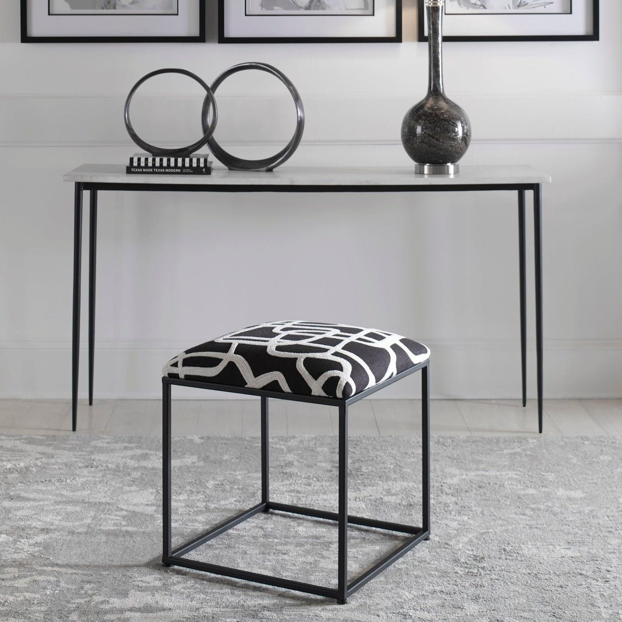 Uttermost Twists And Turns Fabric Accent Stool - Home Elegance USA