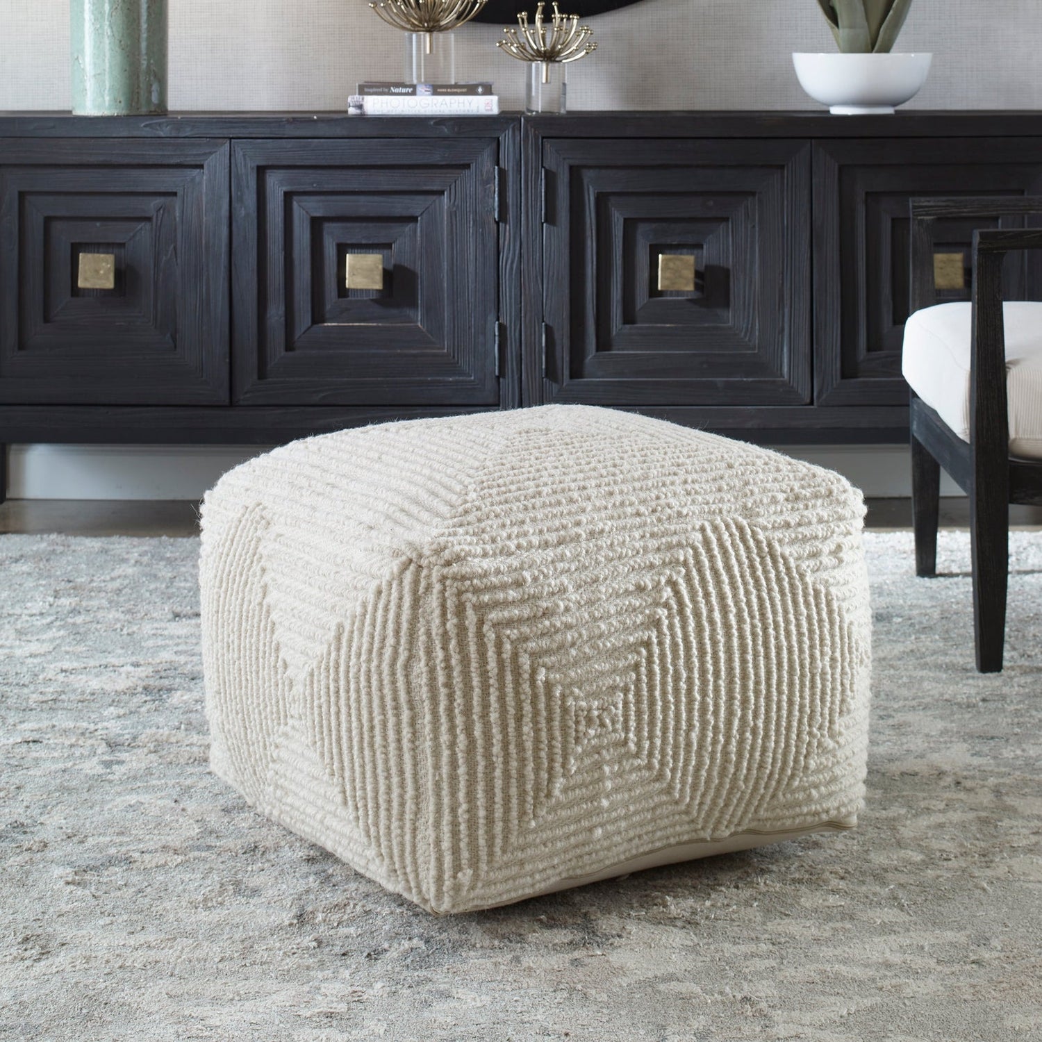 Uttermost Sovanna Geometric Pouf - Home Elegance USA