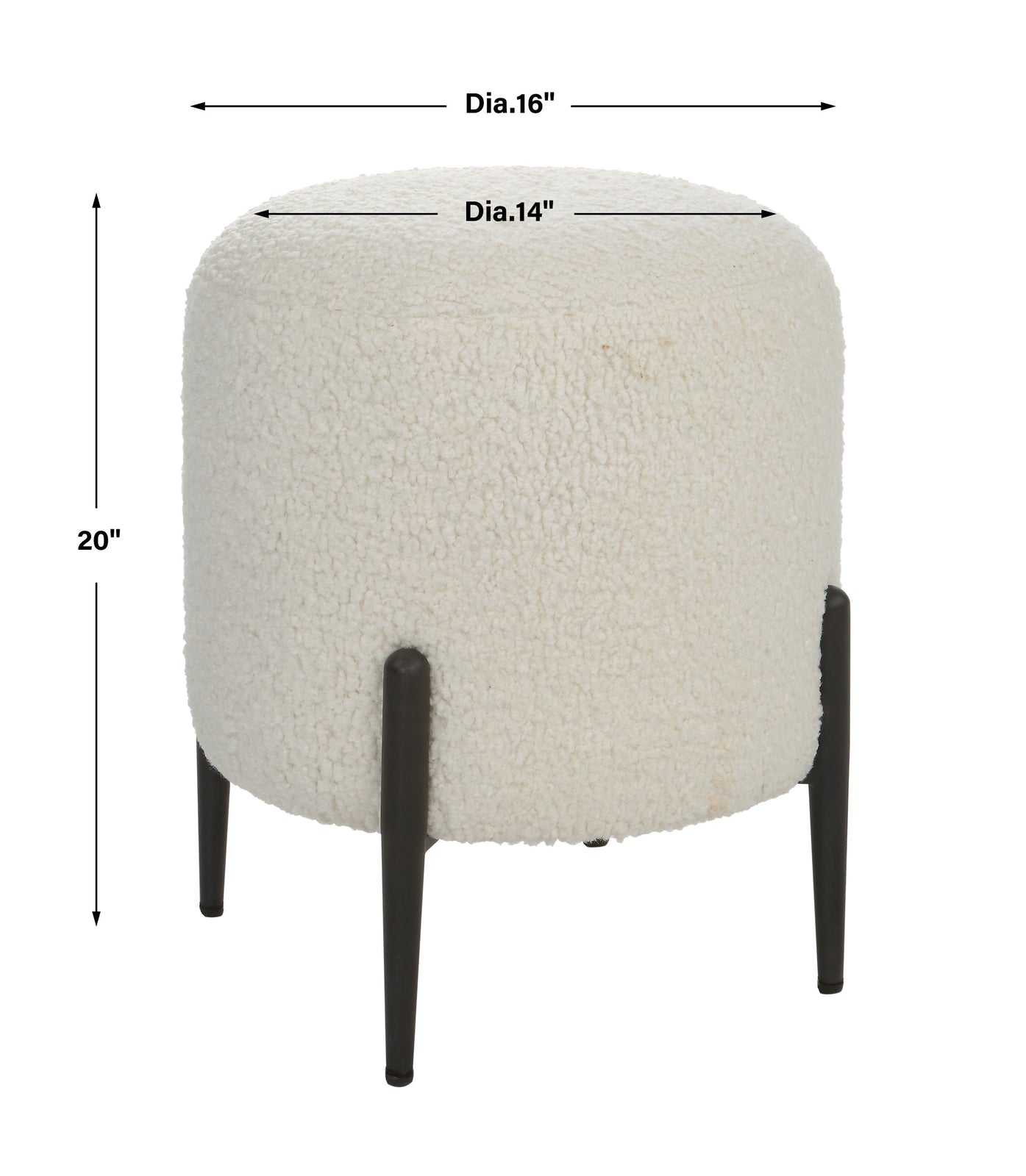 Arles White Shearling Ottoman | Uttermost | Home Elegance USA