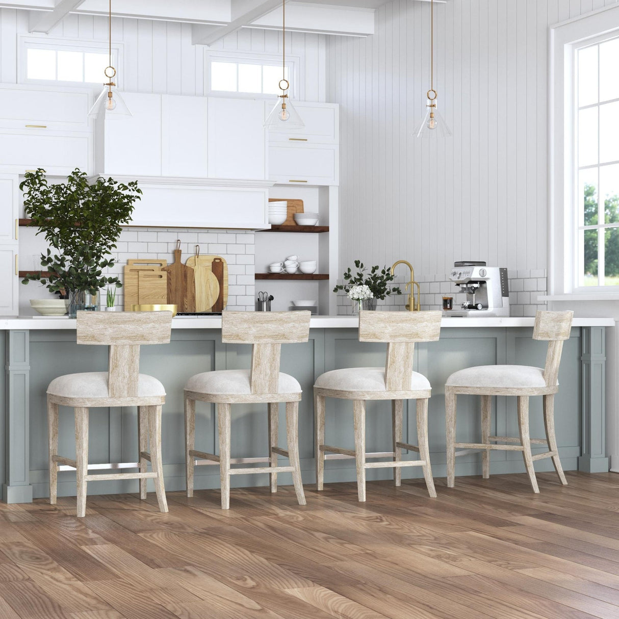 Uttermost Idris White Counter Stool - Home Elegance USA