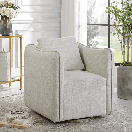 Uttermost Corben White Swivel Armchair - Home Elegance USA