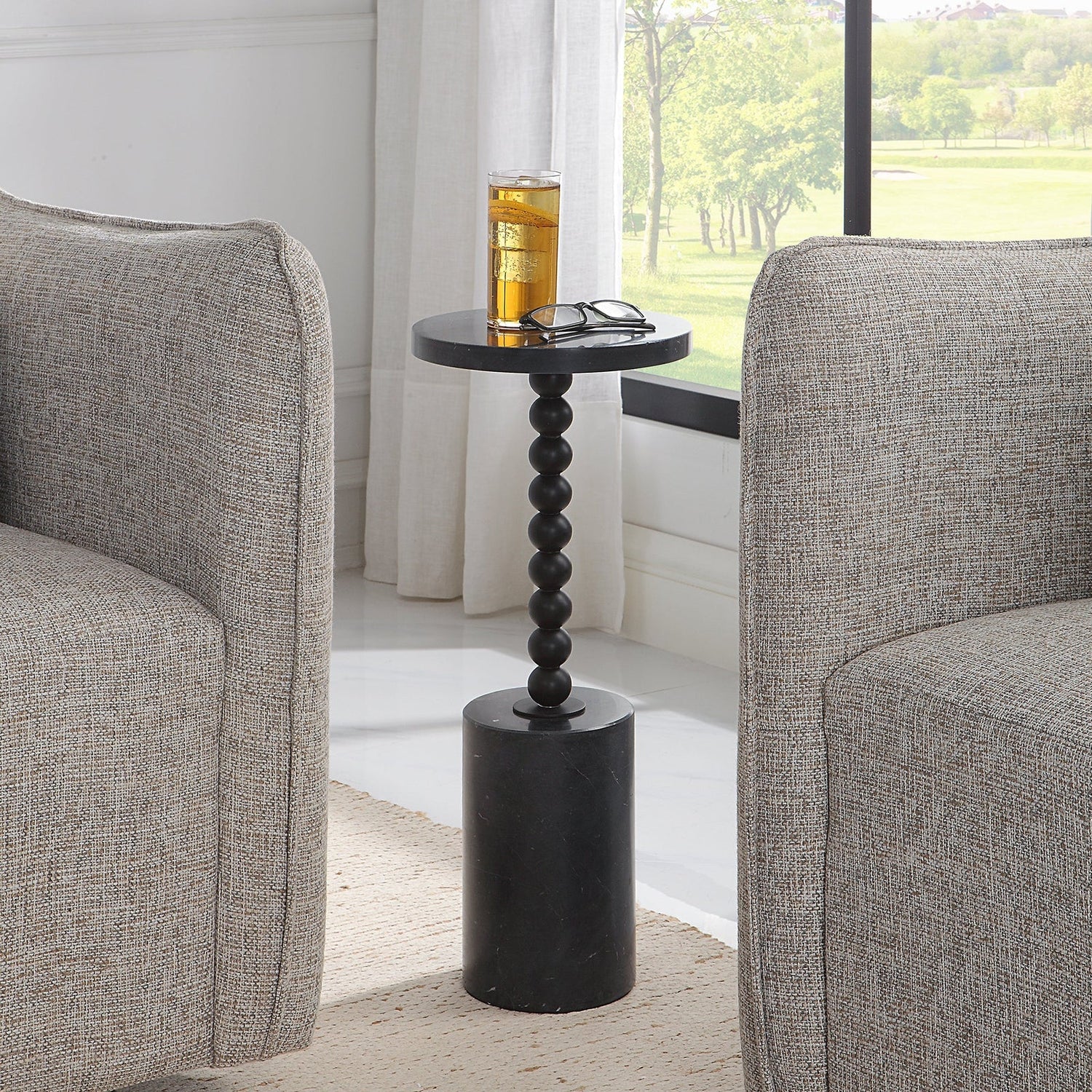 Bead Black Marble Drink Table | Uttermost | Home Elegance USA