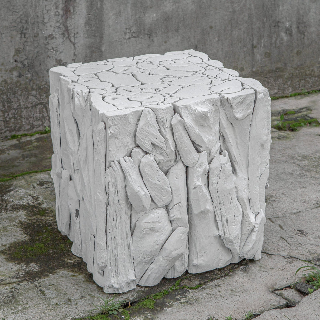 Uttermost Teak Root White Bunching Cube - Home Elegance USA