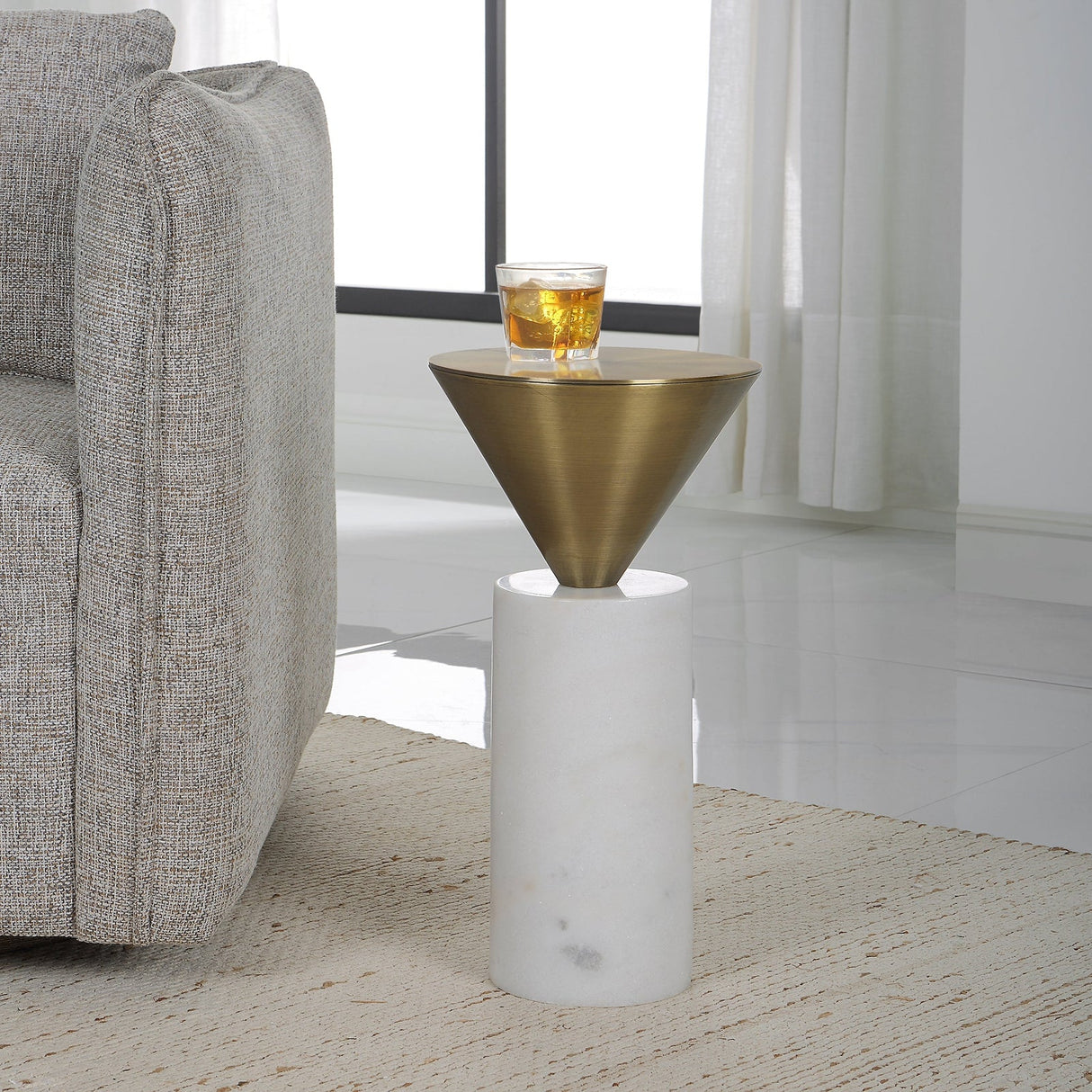 Uttermost Top Hat Brass Drink Table - Home Elegance USA