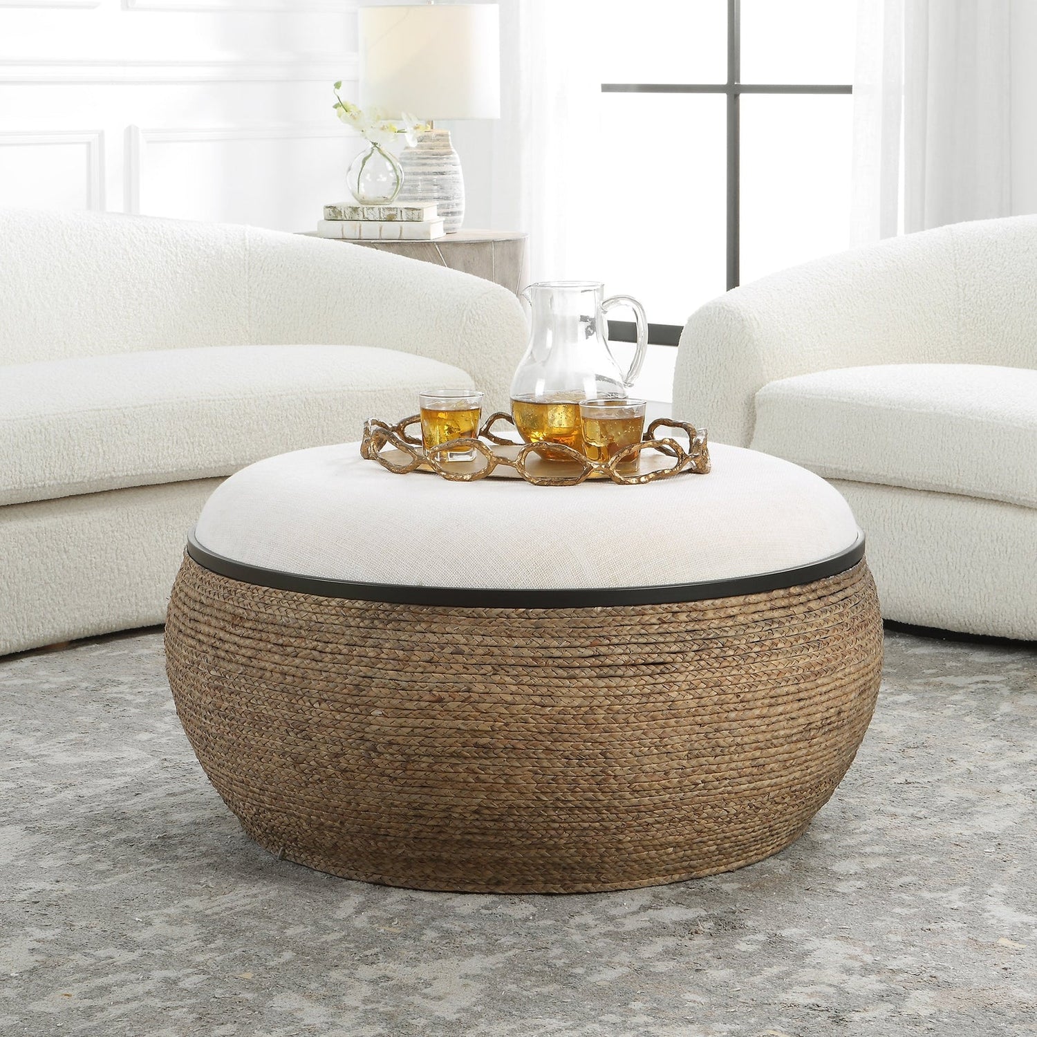 Uttermost Island Straw Storage Ottoman / Coffee Table - Home Elegance USA