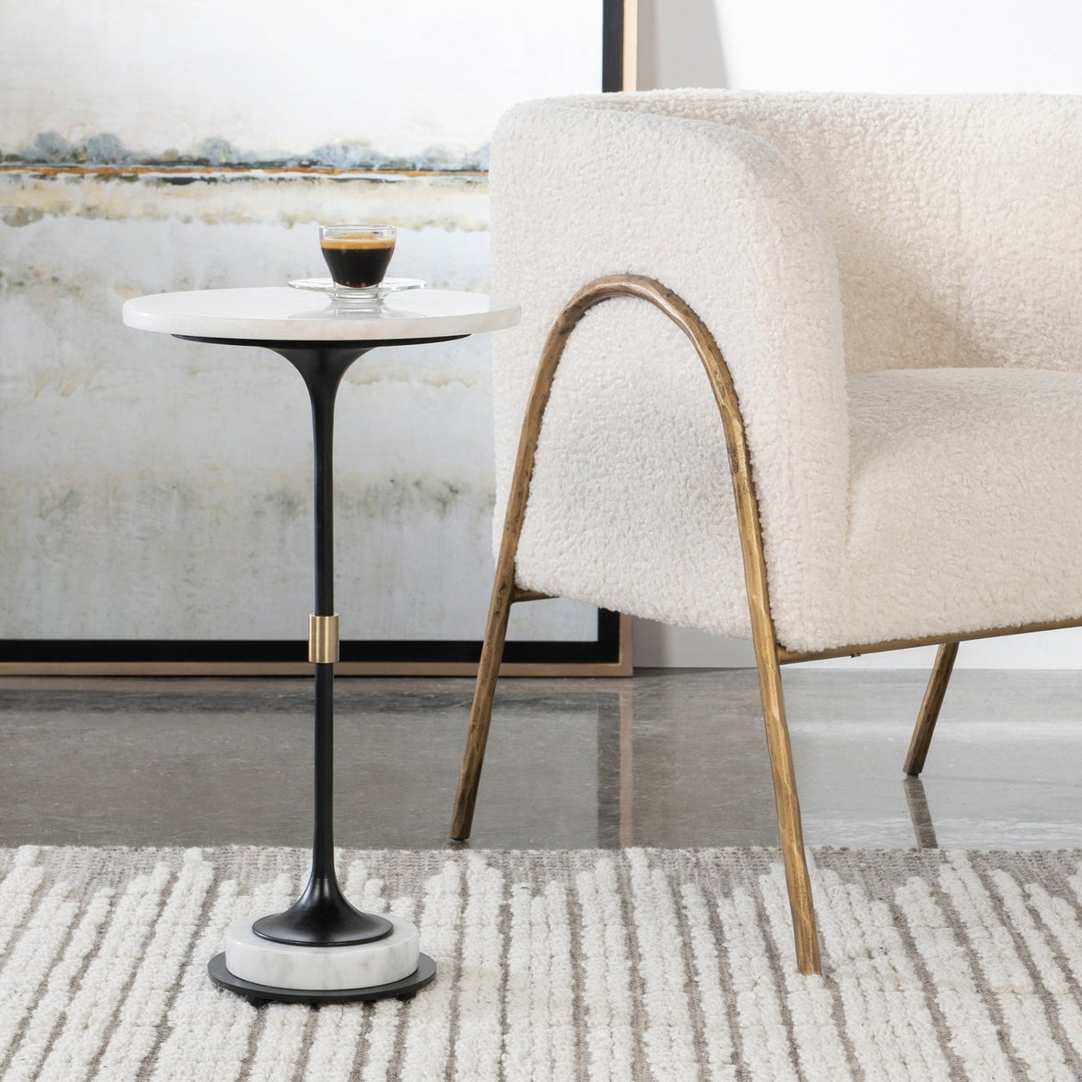 Uttermost Sentry White Marble Accent Table - Home Elegance USA