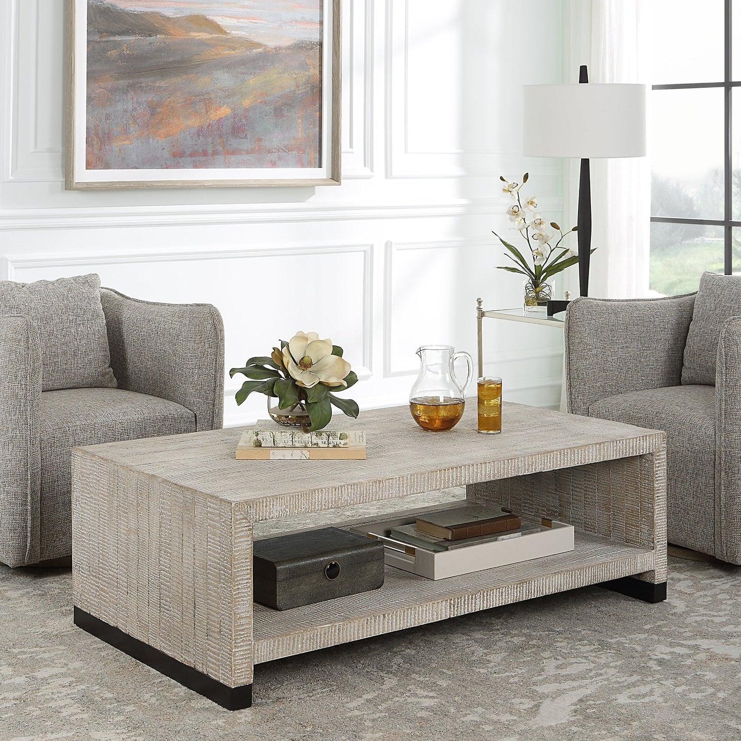 Bosk White Washed Coffee Table | Uttermost | Home Elegance USA