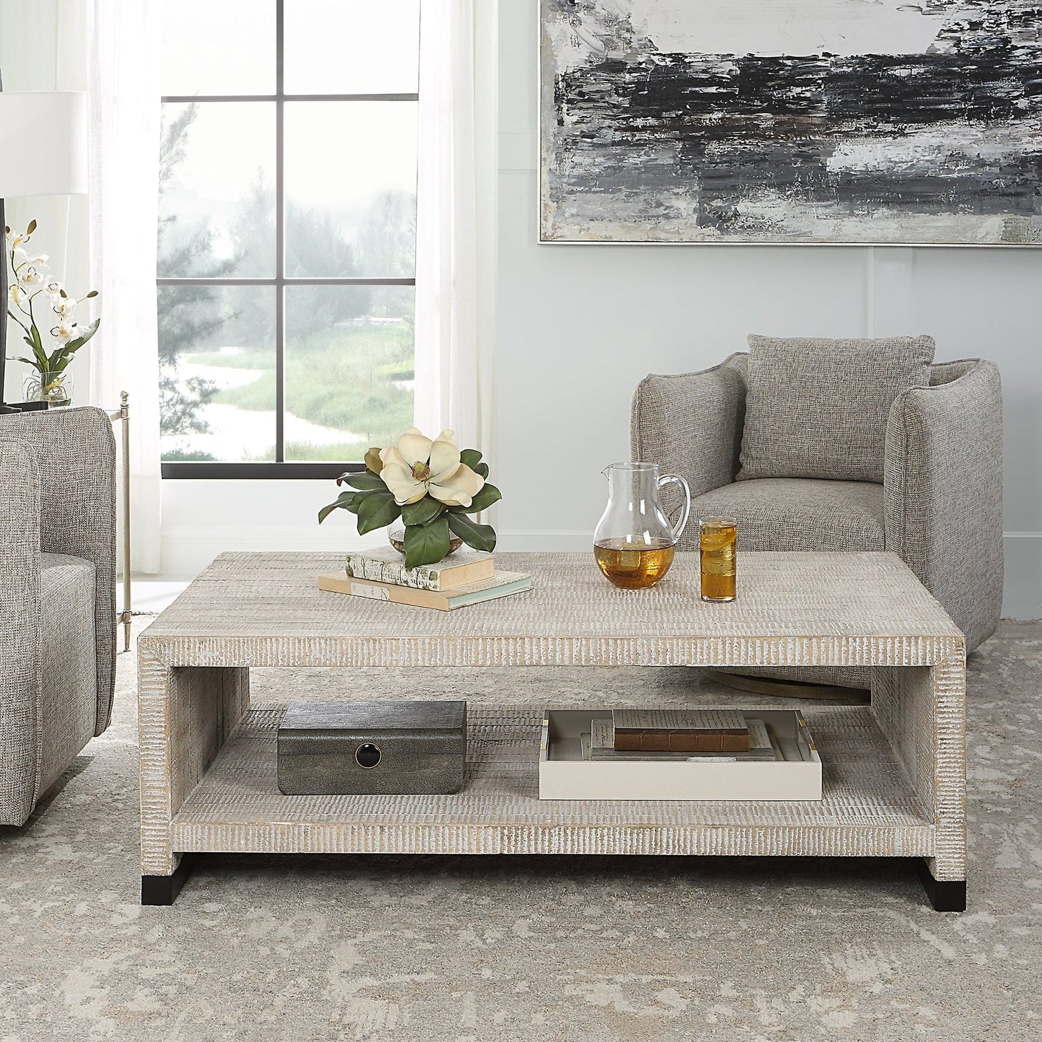 Bosk White Washed Coffee Table | Uttermost | Home Elegance USA