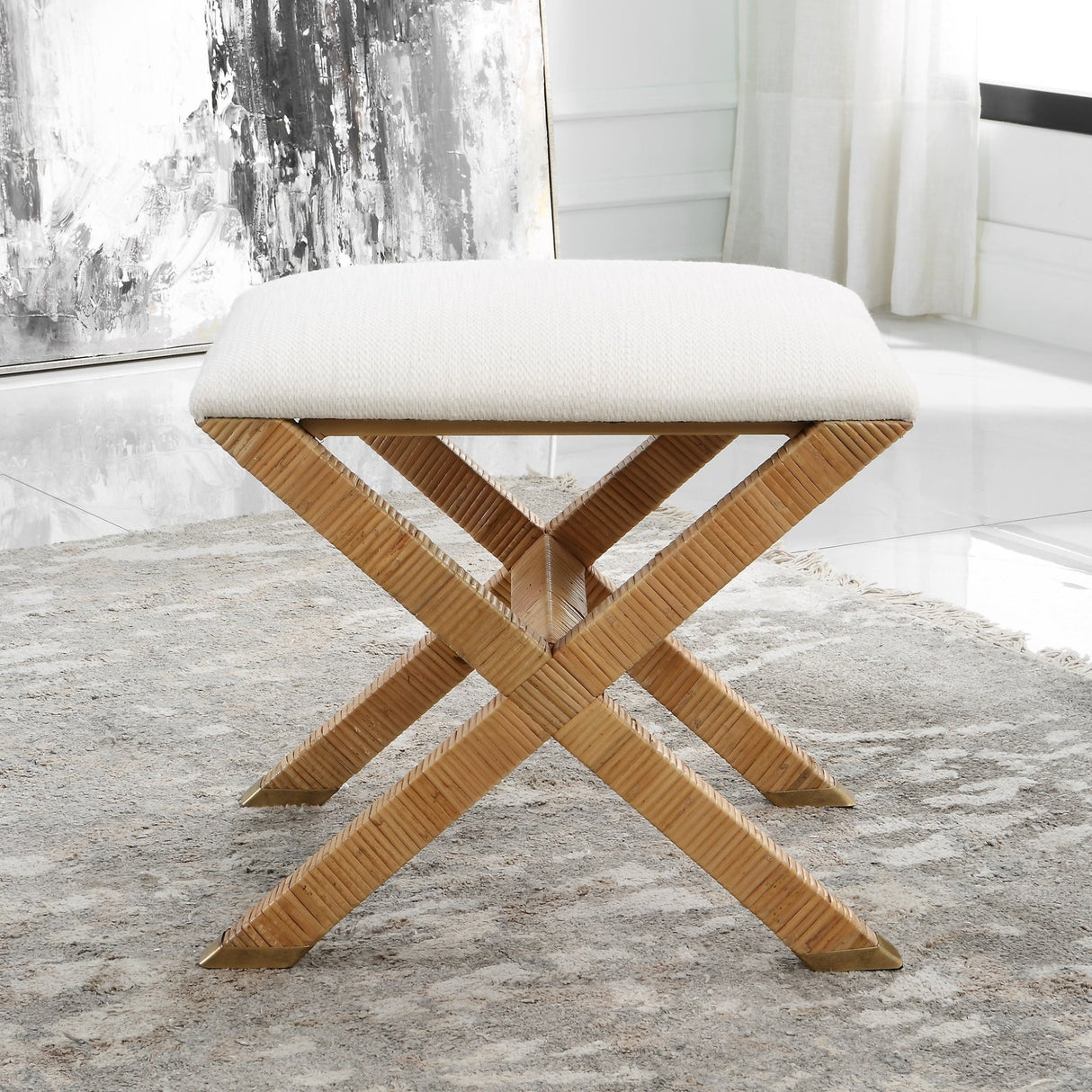 Uttermost St. Tropez Rattan Small Bench - Home Elegance USA