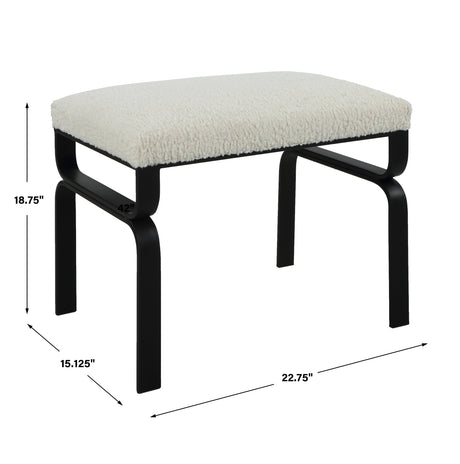 Uttermost Diverge White Shearling Small Bench - Home Elegance USA