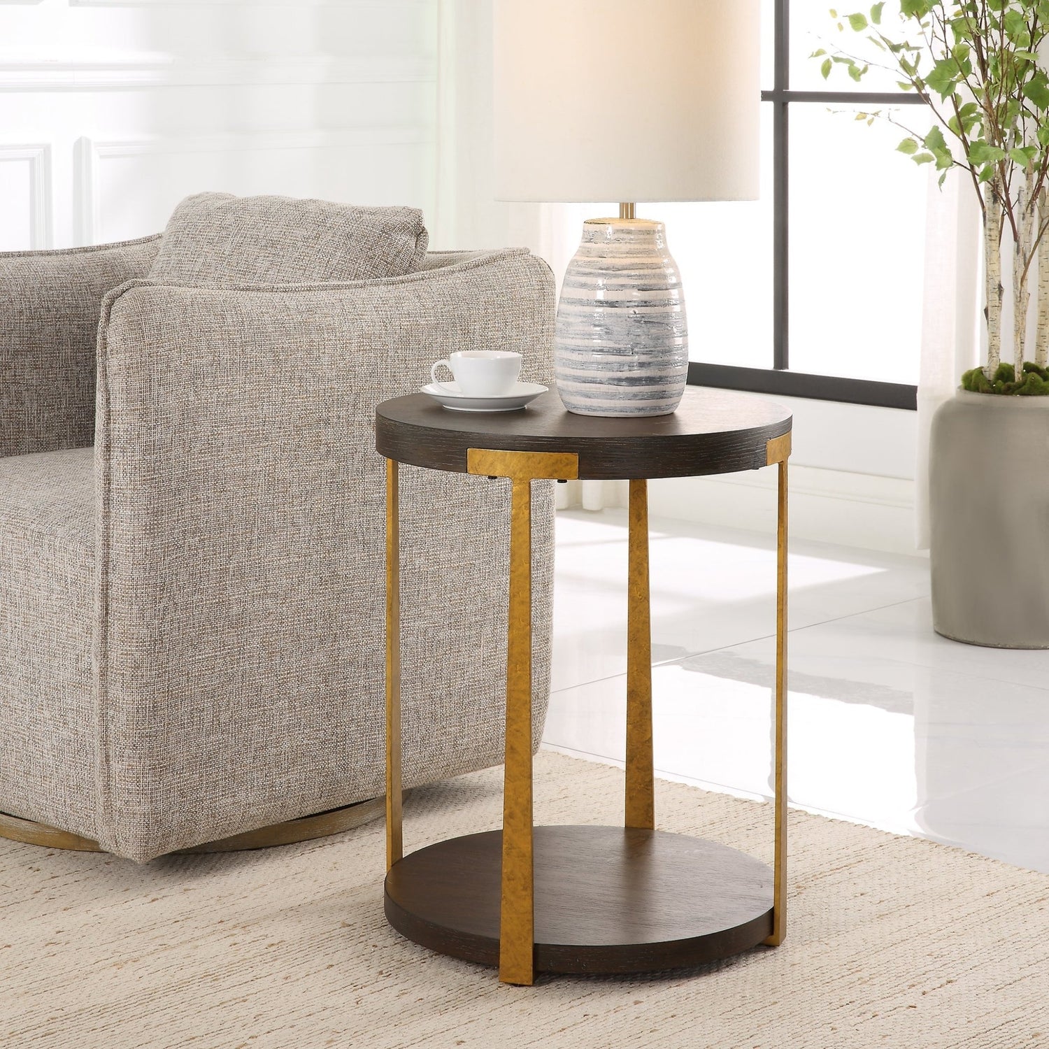 Uttermost Palisade Round Wood Side Table - Home Elegance USA