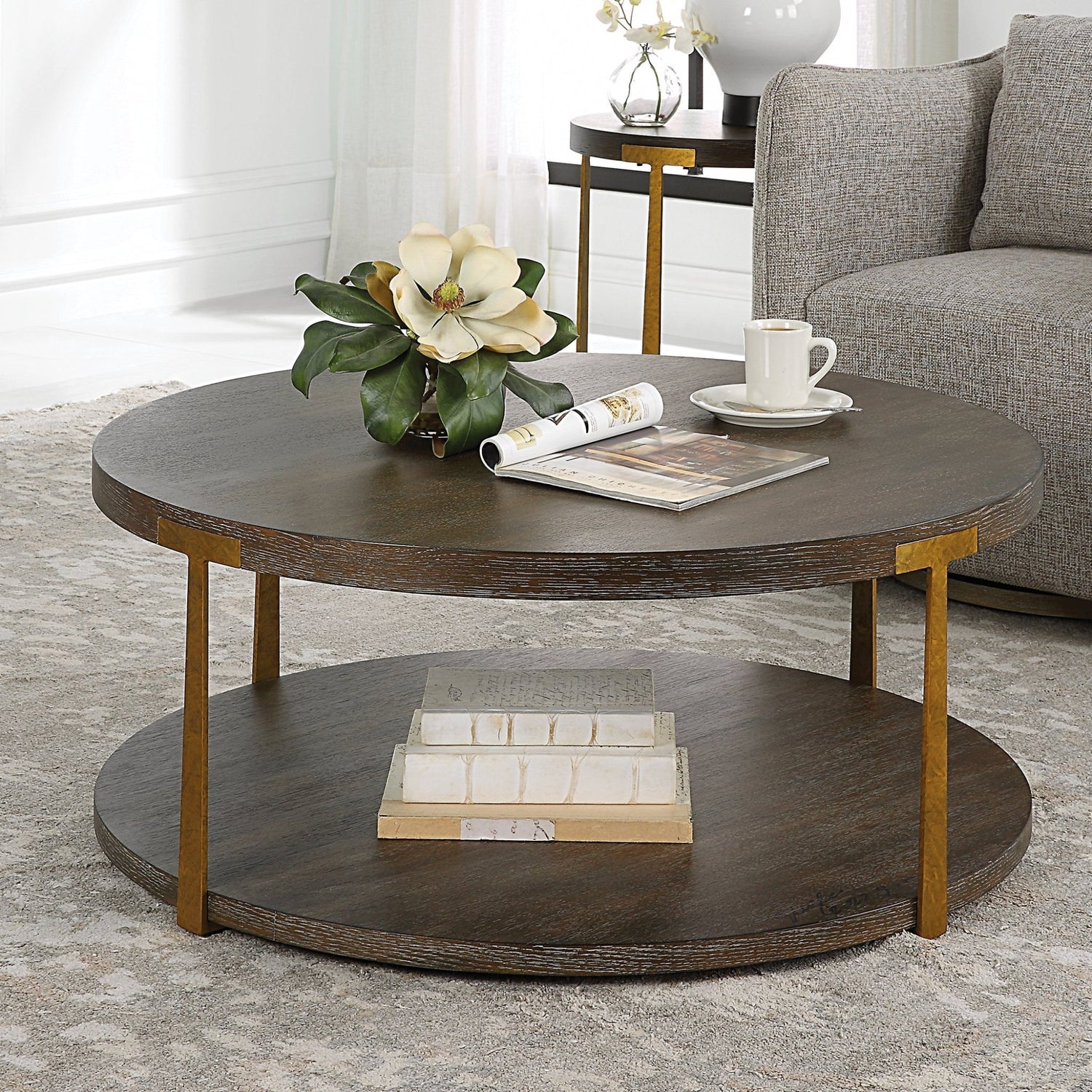 Uttermost Palisade Round Wood Coffee Table - Home Elegance USA