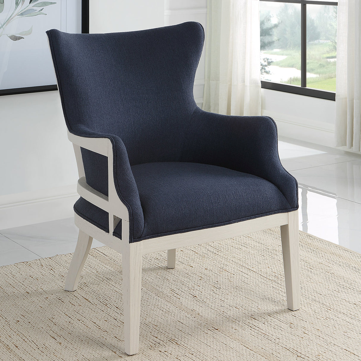 Uttermost Gordonston Blue Fabric Accent Chair - Home Elegance USA