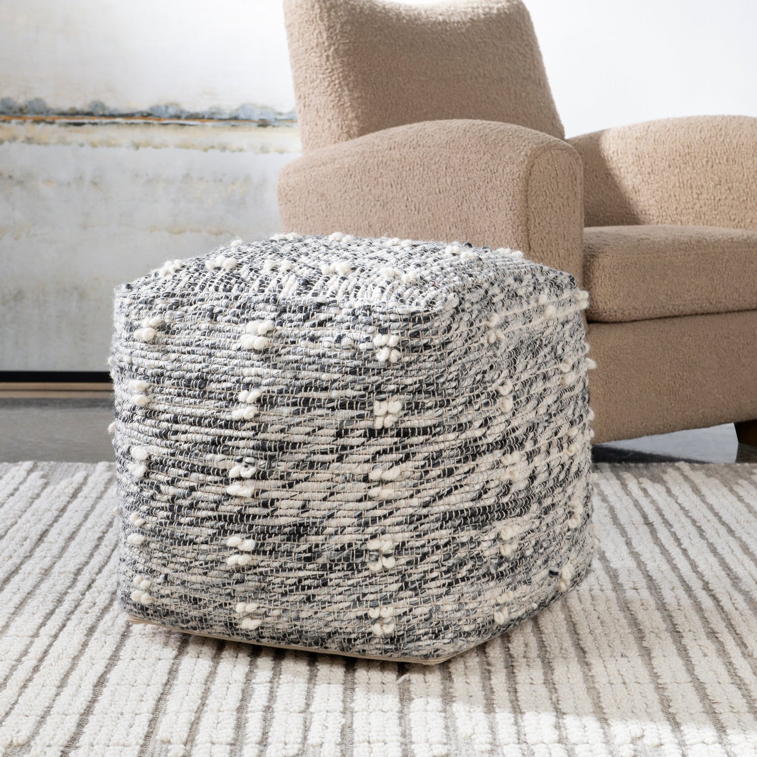 Uttermost Narol Gray Pouf - Home Elegance USA