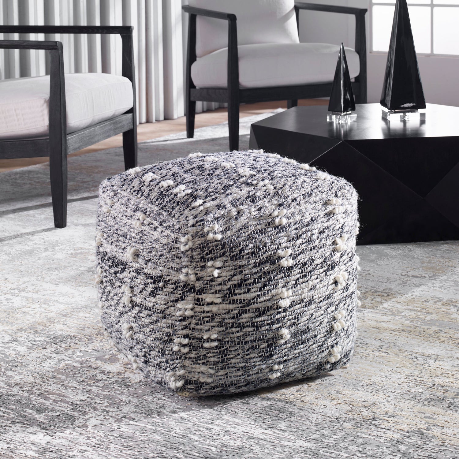 Uttermost Narol Gray Pouf - Home Elegance USA