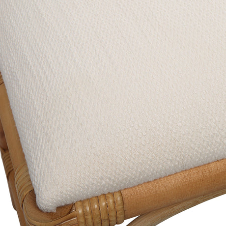 Uttermost Laguna White Fabric Rattan Bench - Home Elegance USA